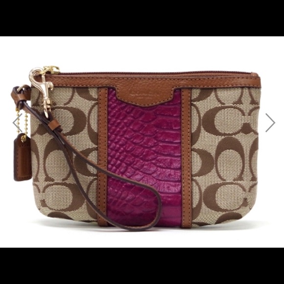 COACH SIG.CANVAS SNAKESKIN MEDIUM WRISTLET F51724 - Picture 4 of 7